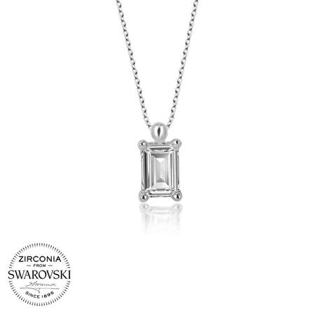 Swarovski Taşlı Lucky Life 925 Ayar Gumuss  Baget Tektaş Bayan Kolye