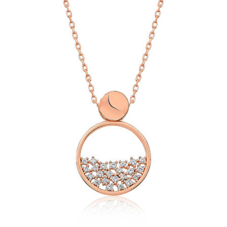 Lucky Life 925 Ayar Gumuss  Rose Çiğ Damlası Bayan Kolye