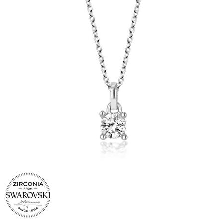 Swarovski Taşlı Lucky Life 925 Ayar Gumuss  Tektaş Kadın Kolye