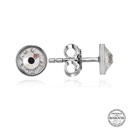 Swarovski Crystal Taşlı Lucky Life 925 Ayar Gumuss   Çivili Kadın Küpe
