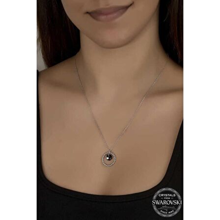 Swarovski Crystal Taşlı Halka Lucky Life 925 Ayar Gumuss  Kadın Kolye