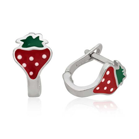 ​Lucky Life 925 Ayar Gumuss  Çilek Çocuk Küpesi
