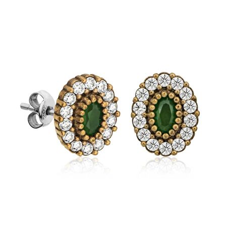 Lucky Life 925 Ayar Gumuss  Otantik Oval Çivili Bayan Küpe