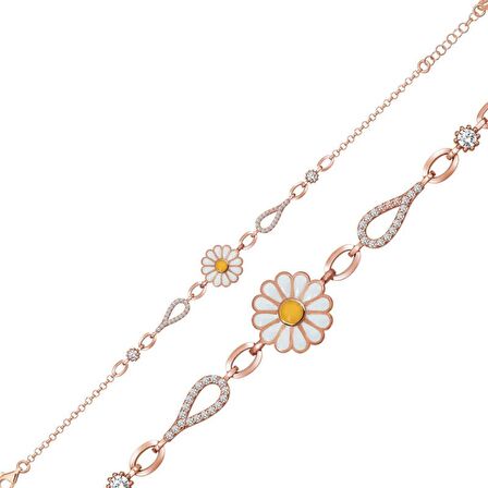 Lucky Life 925 Ayar Gumuss  Rose Papatya Kadın Bileklik