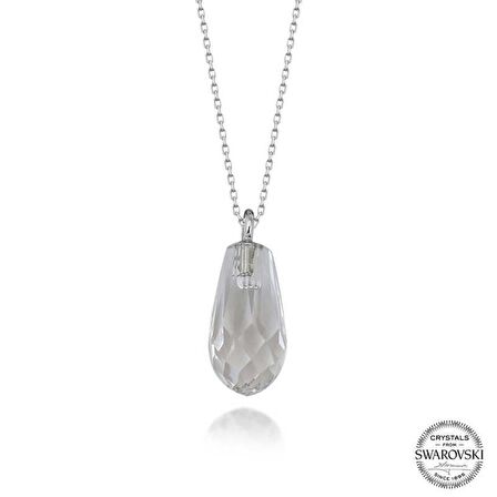Swarovski Crystal Taşlı Drop Kesim Lucky Life 925 Ayar Gumuss  Kadın Kolye