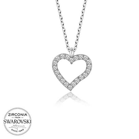 Swarovski Taşlı Lucky Life 925 Ayar Gumuss  Kalp Kadın Kolye
