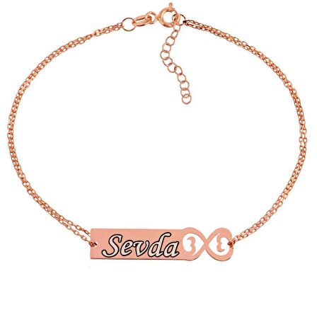 Lucky Life 925 Ayar Gumuss  Rose Kişiye Özel Sonsuzluk İsimli Kadın Bileklik
