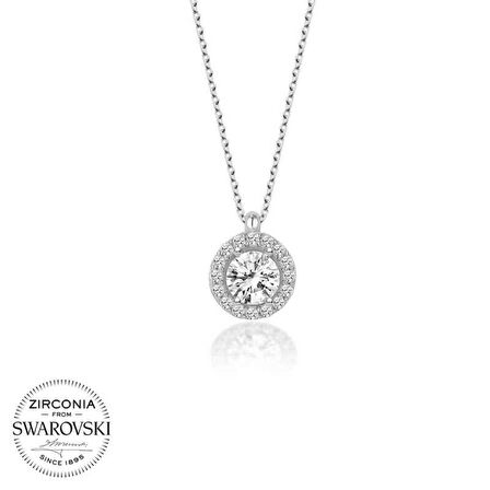 Swarovski Taşlı Lucky Life 925 Ayar Gumuss  Tektaş Bayan Kolye