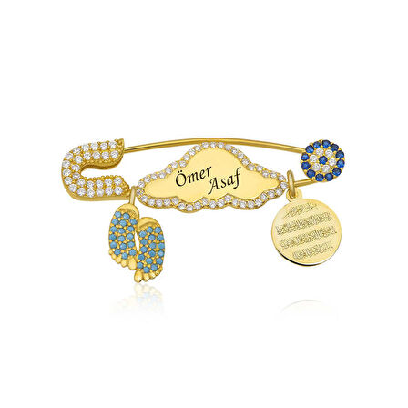 Lucky Life 925 Ayar Gumuss  İsimli Bebek Yaka İğnesi