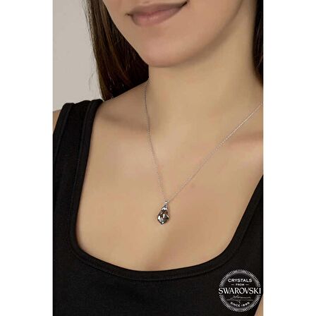 Swarovski Crystal Taşlı Lucky Life 925 Ayar Gumuss  Kadın Kolye