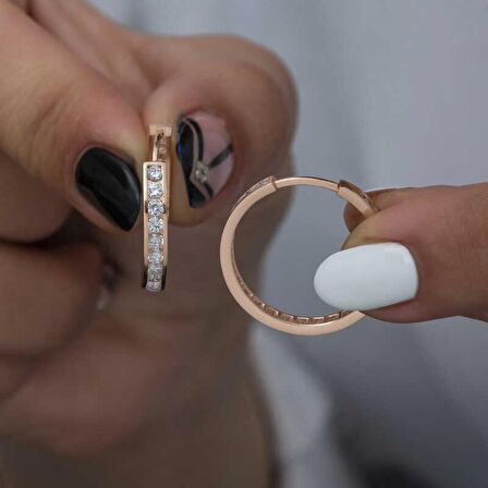 Lucky Life 925 Ayar Gumuss  Zirkon Taşlı Halka Kadın Küpe