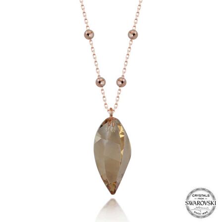 Swarovski Crystal Taşlı Rose Top Zincir Lucky Life 925 Ayar Gumuss  Kadın Kolye