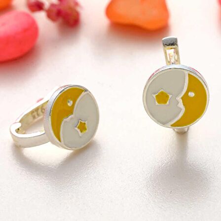 Lucky Life 925 Ayar Gumuss Ay Yıldız Çocuk Küpesi