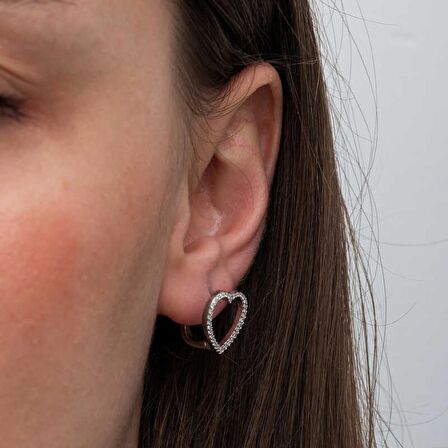 Lucky Life 925 Ayar Gumuss Kalpli Kadın Küpe