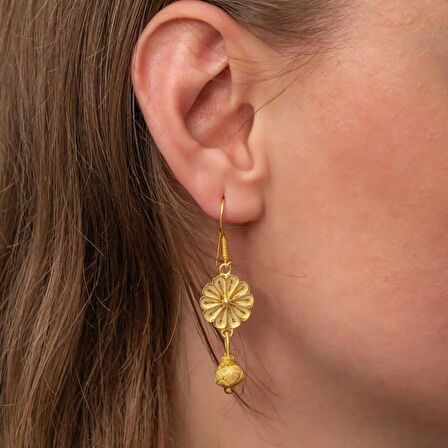 ​Lucky Life 925 Ayar Gumuss Gold Sallantılı Trabzon Kazaz Kadın Küpe