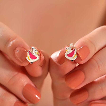 Lucky Life 925 Ayar Gumuss Kuğu Çocuk Küpesi