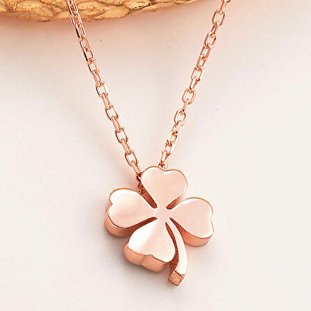 Lucky Life 925 Ayar Gumuss Rose Dört Yapraklı Yonca Kadın Kolye