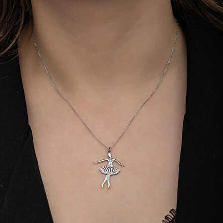 Lucky Life 925 Ayar Gumuss Balerin Kadın Kolye