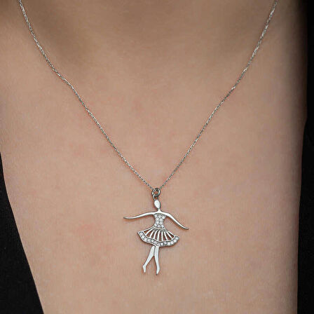 Lucky Life 925 Ayar Gumuss Balerin Kadın Kolye