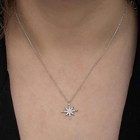 Lucky Life 925 Ayar Gumuss Kutup Yıldızı Kadın Kolye