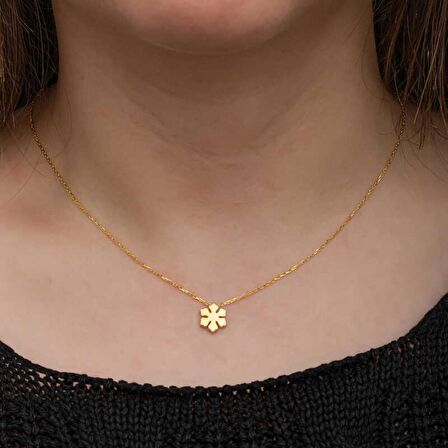 Lucky Life & Han-gar 925 Ayar Gumuss  Gold Minimal Kar Tanesi Kadın Kolye