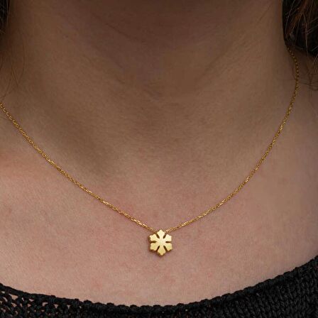 Lucky Life & Han-gar 925 Ayar Gumuss  Gold Minimal Kar Tanesi Kadın Kolye