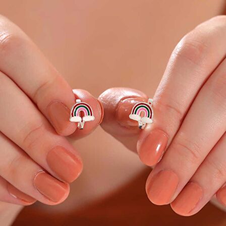 Lucky Life 925 Ayar Gumuss Gökkuşağı Çocuk Küpe