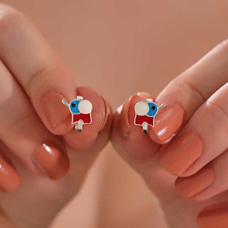 Lucky Life 925 Ayar Gumuss Fil Çocuk Küpesi