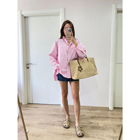 Lucky Life Kadın Yakalı Yandan Yırtmaçlı Gömlek - Pembe