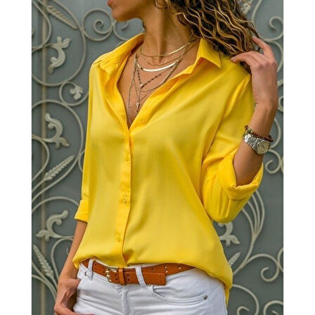 Lucky Life Kadın Dokuma Viskon Kumaş Efsane Gömlek