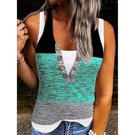 Lucky Life V Yakalı önden Düğmeli Viskon Bluz