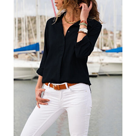 Lucky Life Kadın Dokuma Viskon Kumaş Efsane Gömlek