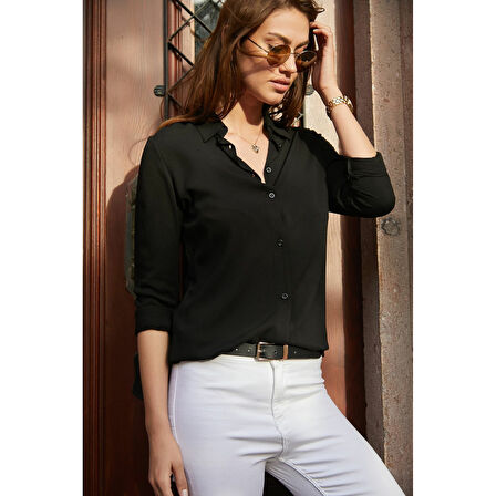 Lucky Life Kadın Dokuma Viskon Kumaş Efsane Gömlek