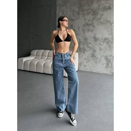 Lucky Life Kadın Palazzo Jeans Pantalon - Mavi