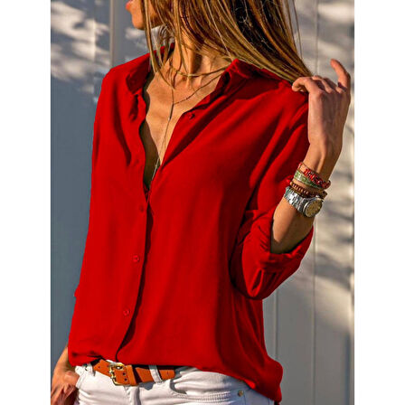 Lucky Life Kadın Dokuma Viskon  Kumaş Efsane Gömlek