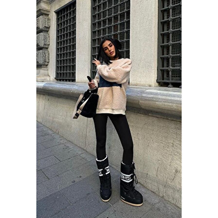 Göğsü Denim Garnili Sweatshirt 