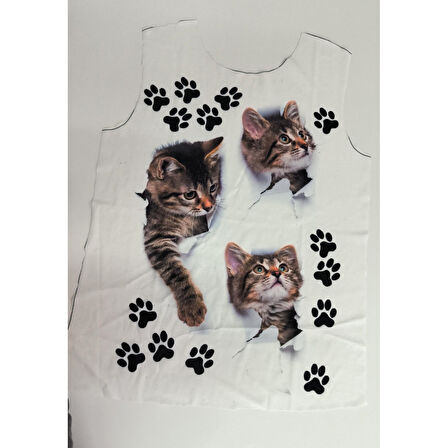 Lucky Life Kadın Kısa Kollu Kedi Ve Pati Baskılı Süprem T-shirt