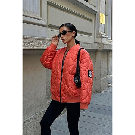 Lucky Life Kadın Oversize Kapitone Bomber Ceket 