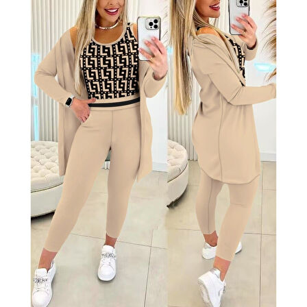 Lucky Life Kadın Uzun Kollu Krep üçlü Takım