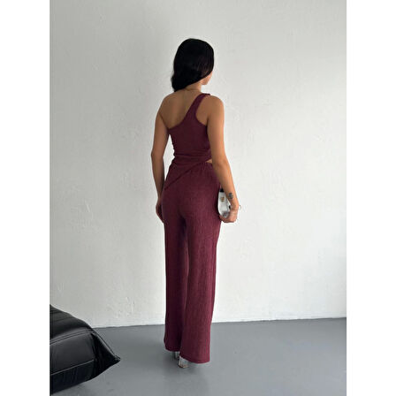 Lucky Life Kadın Crop Pantalon Ikili Takım - Gül Kurusu