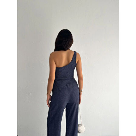Lucky Life Kadın Crop Pantalon Ikili Takım - Lacivert