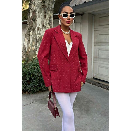 Lucky Life Kadın Taş Detaylı Lucky Life Kadın Premium Blazer Ceket 