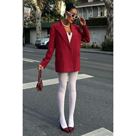 Lucky Life Kadın Taş Detaylı Lucky Life Kadın Premium Blazer Ceket 