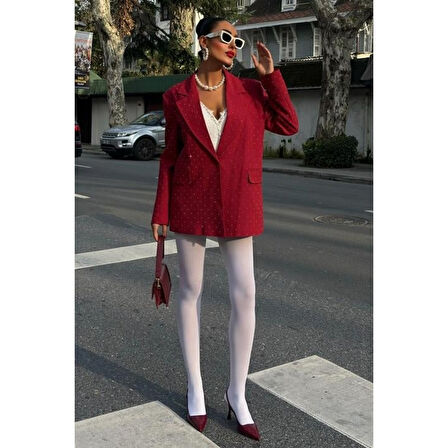 Lucky Life Kadın Taş Detaylı Lucky Life Kadın Premium Blazer Ceket 
