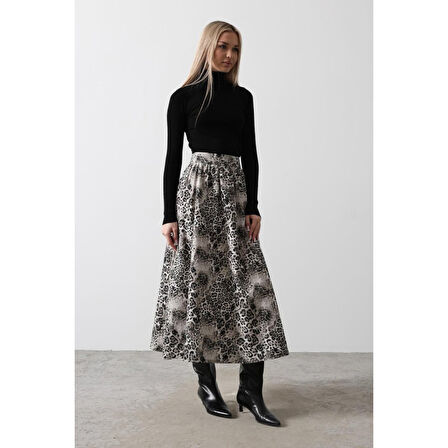 Kloş Leopar Desen Etek - Leopar