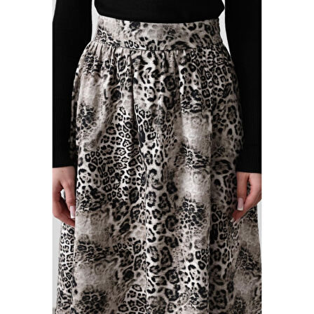 Kloş Leopar Desen Etek - Leopar