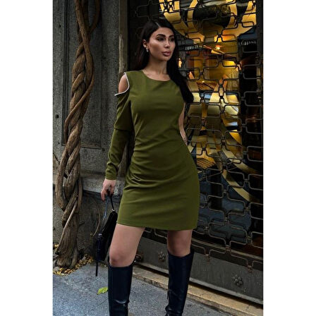 Lucky Life Kadın Tek Kol Taş Detay Elbise 