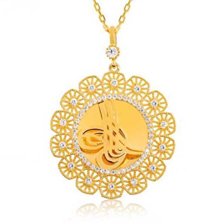 Lucky Life Gümüş Tuğralı Altın Kaplama Kadın Kolye