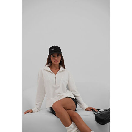 Fermuar Ve Dikiş Detaylı Sweatshirt