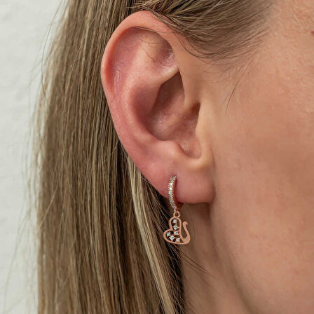 Lucky Life Gumussh Gümüş Sallantılı Rose Kuğu Kadın Küpe